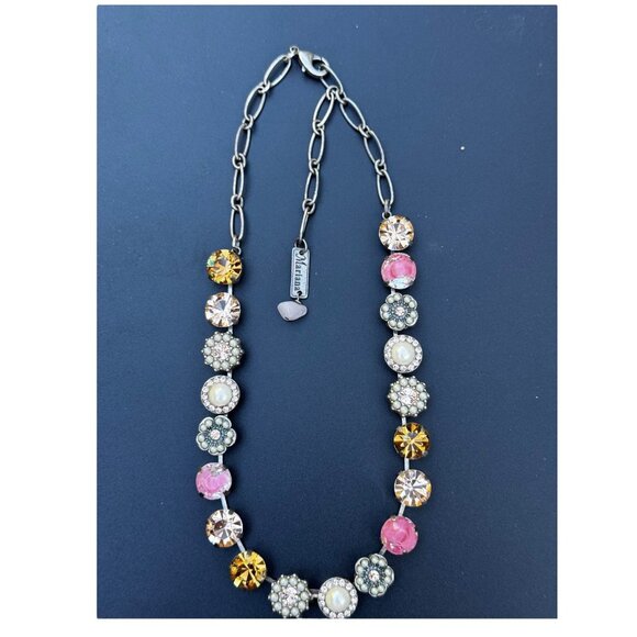 Mariana Pink & Pearl Austrian Crystals Necklace Adj Chain 18-20" Elegant Stateme - Picture 5 of 14